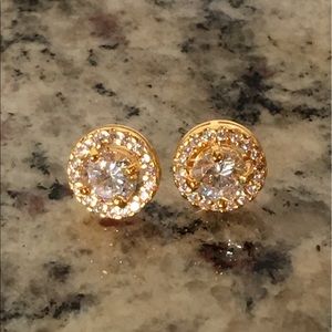 NEW Gold Plated Cubic Zircon Stud Earrings